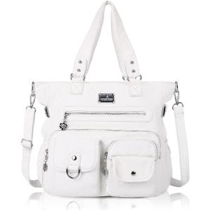 Angel Kiss Large Purses for Women Soft PU Leather Hobo Bag for Women Shoulder Bags(25#white)