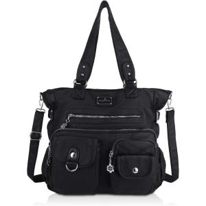 Angel Kiss Large Purses for Women Soft PU Leather Hobo Bag for Women Shoulder Bags(Black)
