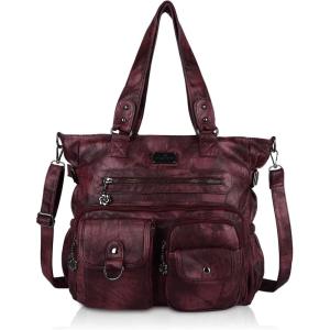 Angel Kiss Large Purses for Women Soft PU Leather Hobo Bag for Women Shoulder Bags(Dark Pink)