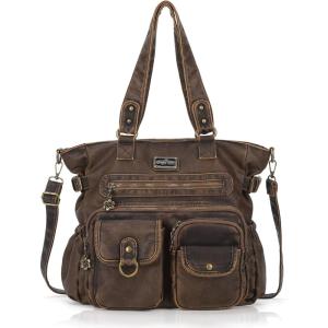 Angel Kiss Large Purses for Women Soft PU Leather Hobo Bag for Women Shoulder Bags(D.brown-801)