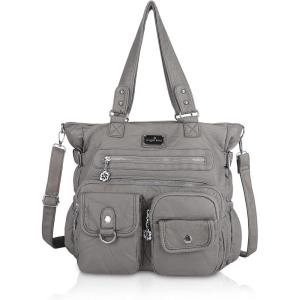 Angel Kiss Large Purses for Women Soft PU Leather Hobo Bag for Women Shoulder Bags(Grey)