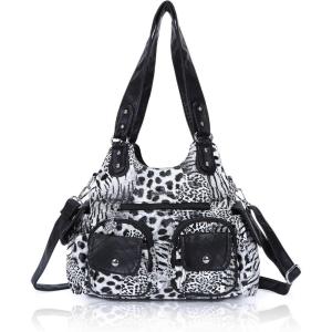 Angel Kiss Purses for Women Hobo Bag Soft PU Leather Shoulder Bag for Women(B-black)