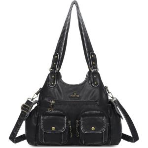 Angel Kiss Purses for Women Hobo Bag Soft PU Leather Shoulder Bag for Women(Black-801)