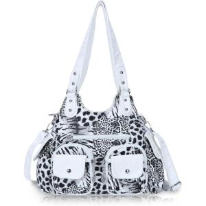 Angel Kiss Purses for Women Hobo Bag Soft PU Leather Shoulder Bag for Women(Black-white)