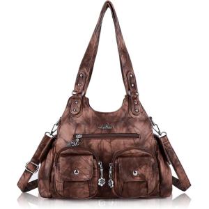 Angel Kiss Purses for Women Hobo Bag Soft PU Leather Shoulder Bag for Women(Brown)