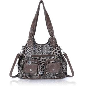 Angel Kiss Purses for Women Hobo Bag Soft PU Leather Shoulder Bag for Women(Brown-7557)