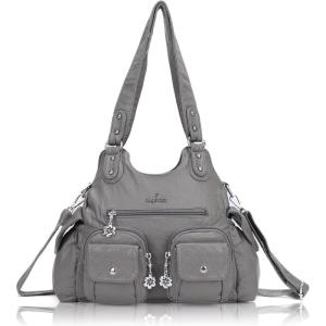 Angel Kiss Purses for Women Hobo Bag Soft PU Leather Shoulder Bag for Women(Grey)