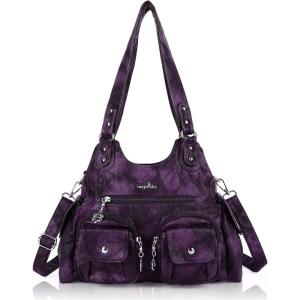 Angel Kiss Purses for Women Hobo Bag Soft PU Leather Shoulder Bag for Women(Purple)
