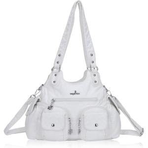 Angel Kiss Purses for Women Hobo Bag Soft PU Leather Shoulder Bag for Women(White)