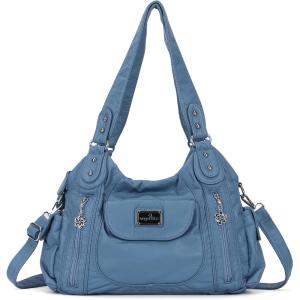 Angel Kiss Purses for Women, Large Shoulder Bag Hobo Tote Purse Mutipocket Faux Leather Satchel Hobo Purse(Blue38)