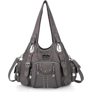 Angel Kiss Purses for Women Soft PU Leather Large Hobo Bags for Women Shoulder Bag(158#130grey-us)