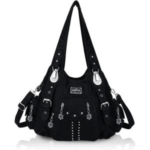 Angel Kiss Purses for Women Soft PU Leather Large Hobo Bags for Women Shoulder Bag(158#1black-us)