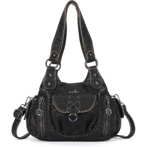 Angel Kiss Small Purses for Women Hobo Shoulder Bags Y2K Vegan Leather Multi-Pocket Handbags Designer Tote Bag(Bronze)