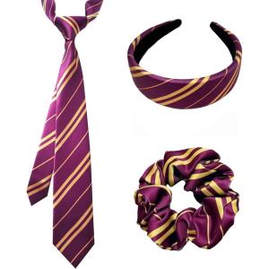 Angel Kiss Wizard Cosplay Tie for Halloween Dress Up Themed Party Costume Accessory, Unisex Striped Necktie for Adults &Teens(Maroon)