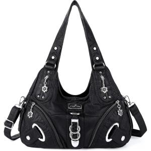 Angelkiss Hobo Purses and handbags for Women Satchel Handbag Women Purses Large Daily Shoulder Bags(Black)