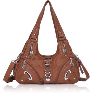 Angelkiss Hobo Purses and handbags for Women Satchel Handbag Women Purses Large Daily Shoulder Bags(Brown)