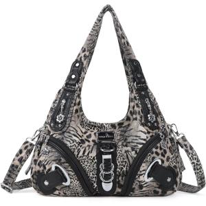 Angelkiss Hobo Purses and handbags for Women Satchel Handbag Women Purses Large Daily Shoulder Bags(Brownblack-leopard)