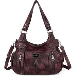 Angelkiss Large Purses and Handbags for Women Washed Faux Leather Crossbody Hobo Satchel Shoulder Handbag Tote Purse(1d.pink)