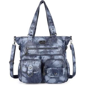 Angelkiss Purses Handbags for Women PU Tote Satchel Bags for Women Pockets Shoulder Bags…(#3blue)