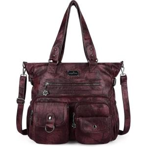 Angelkiss Purses Handbags for Women PU Tote Satchel Bags for Women Pockets Shoulder Bags…(4d.pink)