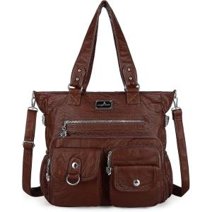 Angelkiss Purses Handbags for Women PU Tote Satchel Bags for Women Pockets Shoulder Bags…(A-coffee)