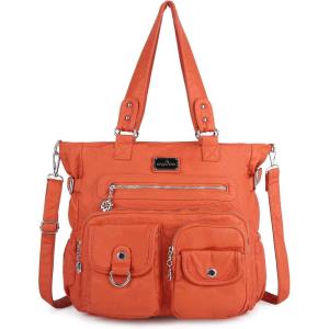 Angelkiss Purses Handbags for Women PU Tote Satchel Bags for Women Pockets Shoulder Bags…(A-orange)