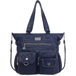 Angelkiss Purses Handbags for Women PU Tote Satchel Bags for Women Pockets Shoulder Bags…(Blue)