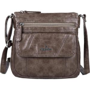 Angelkiss Small Womens Crossbody Bag Leather Shoulder Purse for Women Hobo Bag with Adjustable Shoulder Strap(16taupe)