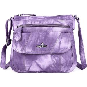 Angelkiss Small Womens Crossbody Bag Leather Shoulder Purse for Women Hobo Bag with Adjustable Shoulder Strap(1-purple)