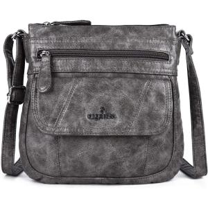 Angelkiss Small Womens Crossbody Bag Leather Shoulder Purse for Women Hobo Bag with Adjustable Shoulder Strap(26grey)