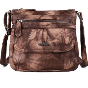 Angelkiss Small Womens Crossbody Bag Leather Shoulder Purse for Women Hobo Bag with Adjustable Shoulder Strap(7brown)