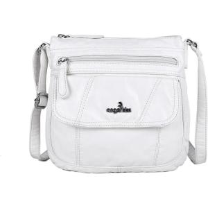 Angelkiss Small Womens Crossbody Bag Leather Shoulder Purse for Women Hobo Bag with Adjustable Shoulder Strap(87white)
