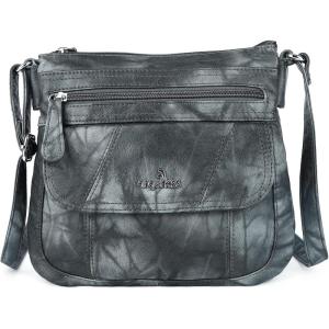 Angelkiss Small Womens Crossbody Bag Leather Shoulder Purse for Women Hobo Bag with Adjustable Shoulder Strap(Black/Grey)