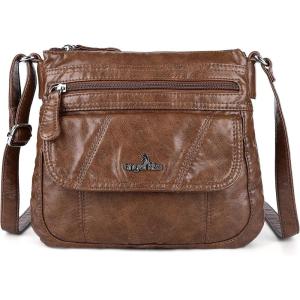 Angelkiss Small Womens Crossbody Bag Leather Shoulder Purse for Women Hobo Bag with Adjustable Shoulder Strap(Brown)