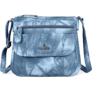 Angelkiss Small Womens Crossbody Bag Leather Shoulder Purse for Women Hobo Bag with Adjustable Shoulder Strap(Lake Blue)