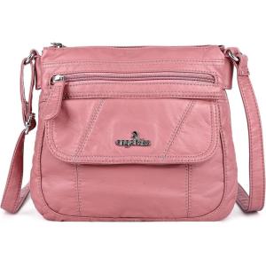 Angelkiss Small Womens Crossbody Bag Leather Shoulder Purse for Women Hobo Bag with Adjustable Shoulder Strap(Pink)