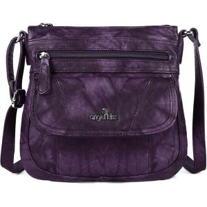 Angelkiss Small Womens Crossbody Bag Leather Shoulder Purse for Women Hobo Bag with Adjustable Shoulder Strap(Purple)