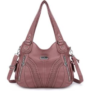 Purses and Handbags Women Fashion Tote Bag Shoulder Bags Top Handle Satchel Purses Washed Synthetic Leather Handbag(1-1#d.pink)