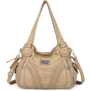 Purses and Handbags Women Fashion Tote Bag Shoulder Bags Top Handle Satchel Purses Washed Synthetic Leather Handbag(1-apricot)