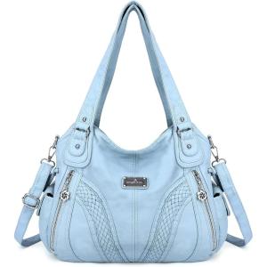 Purses and Handbags Women Fashion Tote Bag Shoulder Bags Top Handle Satchel Purses Washed Synthetic Leather Handbag(1-l.blue)