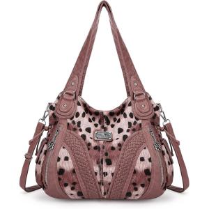 Purses and Handbags Women Fashion Tote Bag Shoulder Bags Top Handle Satchel Purses Washed Synthetic Leather Handbag(3-pink Leopard)