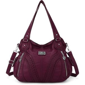 Purses and Handbags Women Fashion Tote Bag Shoulder Bags Top Handle Satchel Purses Washed Synthetic Leather Handbag(P-red)