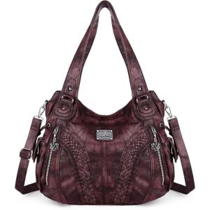 Purses and Handbags Women Fashion Tote Bag Shoulder Bags Top Handle Satchel Purses Washed Synthetic Leather Handbag(Retro D.pink)