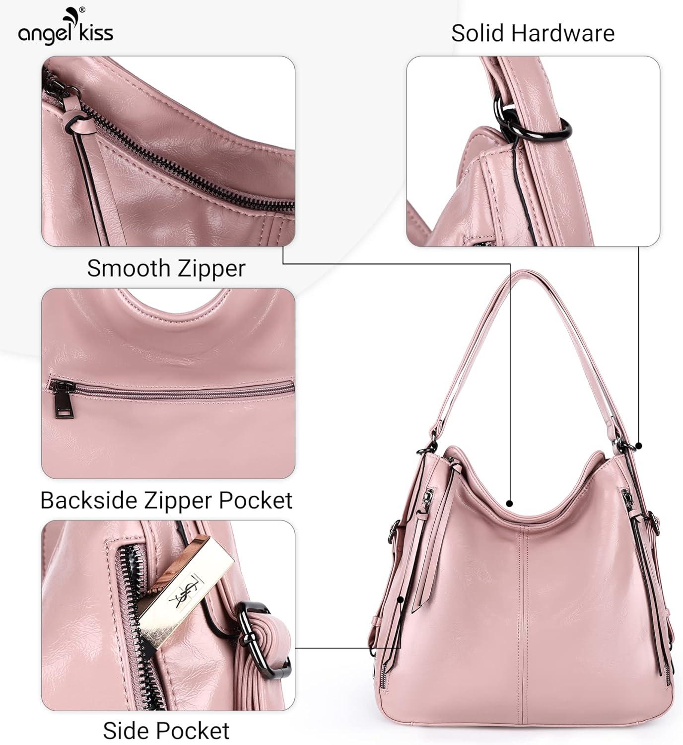 imageConvertible Backpack Purse For Women Handbag Hobo Tote Satchel Shoulder Bag Smooth Dark PurpleY67965pink