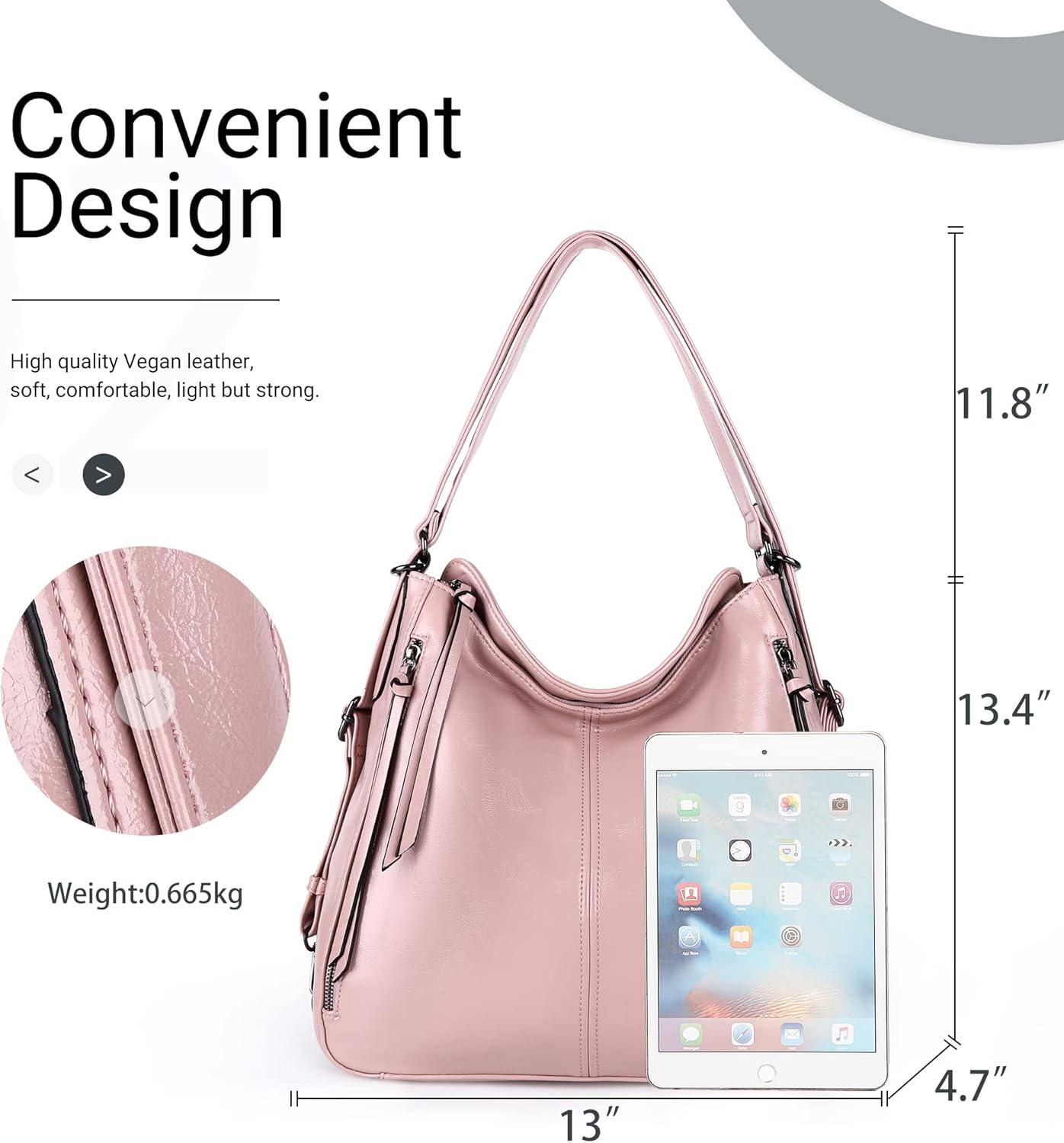 imageConvertible Backpack Purse For Women Handbag Hobo Tote Satchel Shoulder Bag Smooth Dark PurpleY67965pink