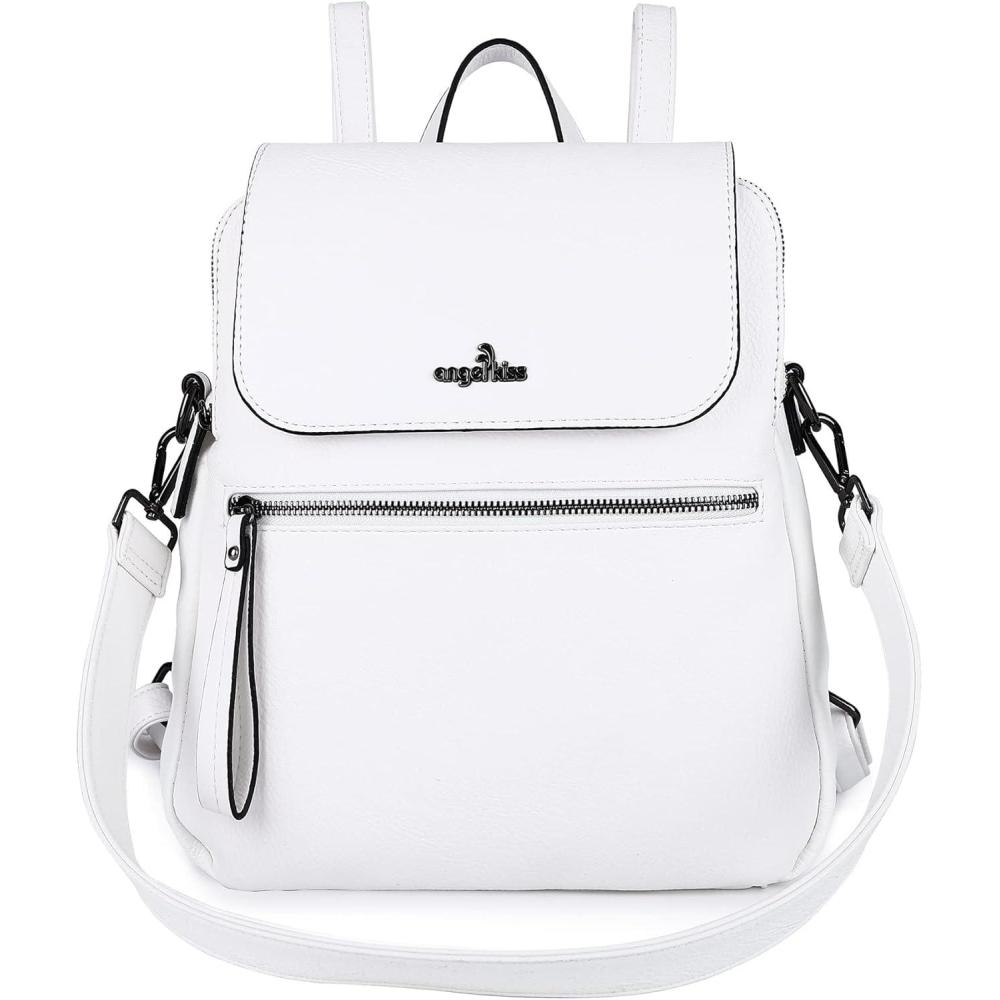 imageAngel Kiss Backpack Purse for Women Casual Fashion Vegan Leather Shoulder Bag Ladies Zipper Magnetic Flap Backpack