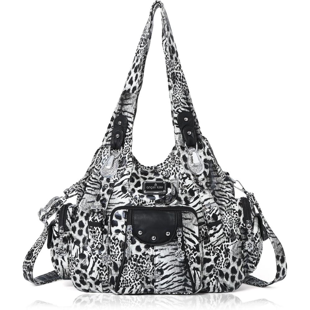 imageAngel Kiss Purses for Women Soft PU Leather Large Hobo Bags for Women Shoulder Bag  Soft PU Leather Large Soft PU Leather LargeBblack