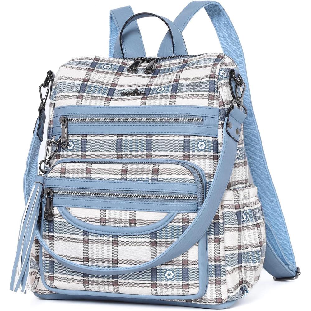 imageAngel Kiss Womens Backpacks ampamp Purse  PU Leather Zipper Casual Backpacks ampamp Shoulder Bags227blueBlue