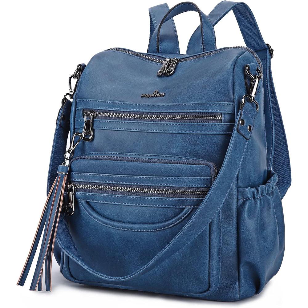 imageAngel Kiss Womens Backpacks ampamp Purse PU Leather Zipper Casual Backpacks ampamp Shoulder BagsDk8532k2736river Blue