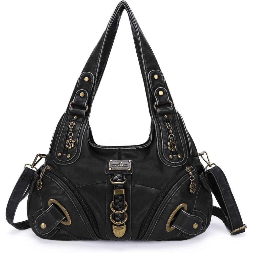 imageAngelkiss Hobo Purses and handbags for Women Satchel Handbag Women Purses Large Daily Shoulder Bags Purses handbags Handbag Women Purses Large Daily801black
